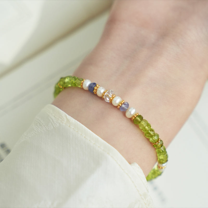 Natural Olive Quartz Bracelet – Emotional Balance & Inner Peace