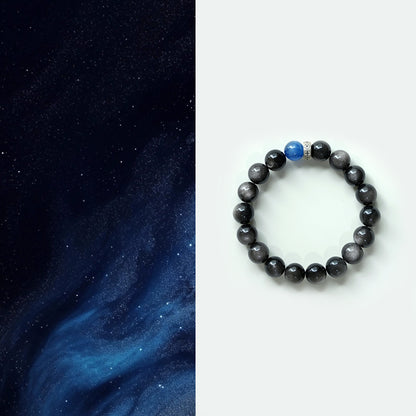 Obsidian & Blue Stone Bracelet – For Calm and Connection