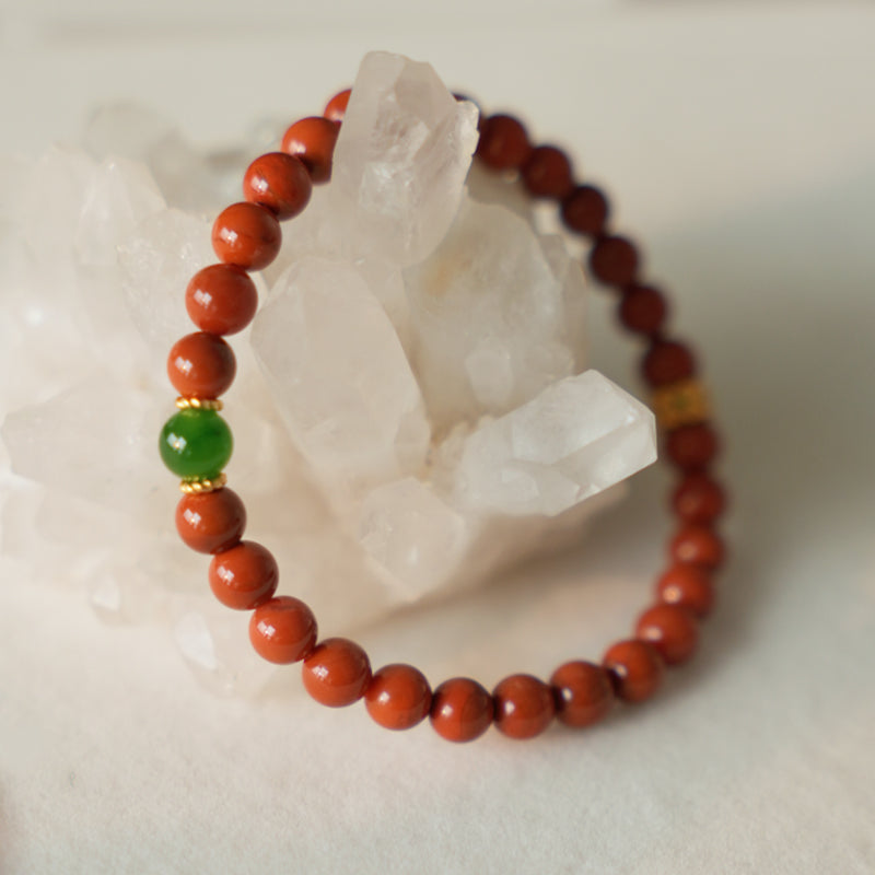 Natural South Red Agate & Jade Bracelet – Love, Fortune & Balance