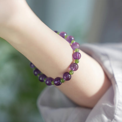 Natural Amethyst & Hetian Jade Bracelet – Balance, Wisdom & Prosperity