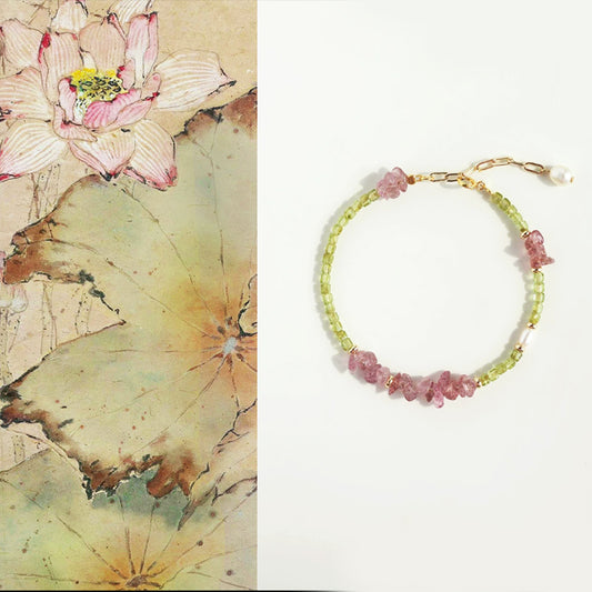 Natural Peridot & Rose Quartz Bracelet – Harmony, Grace & Light
