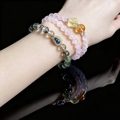 Natural Green Phantom & Blue Sapphire Gourd Bracelet – Abundance & Prosperity