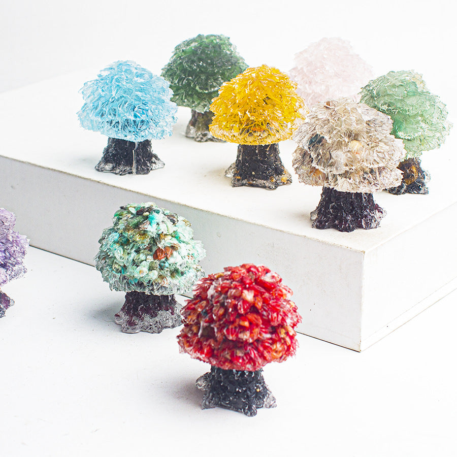 Creative Natural Crystal Stone Resin Small Tree Crystal Tree Money Tree Home Decoration Office Desktop Ornament