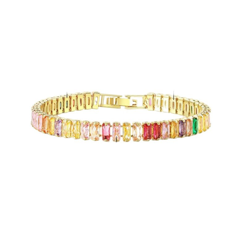 Single Row Colorful Zircon Tennis Bracelet