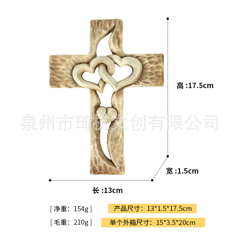 Hot Selling Creative Heart Cross Ornament for Home Study Room Living Room Dining Room Desktop Double Heart Decorative Ornament