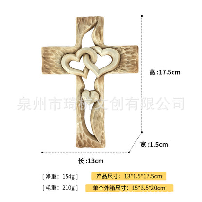 Hot Selling Creative Heart Cross Ornament for Home Study Room Living Room Dining Room Desktop Double Heart Decorative Ornament