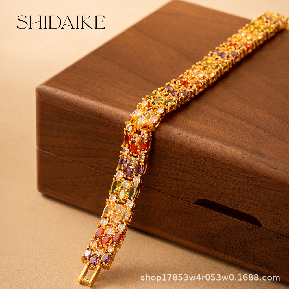 Colorful Zircon Inlaid Bracelet – Luxury Look