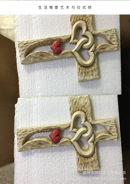 Hot Selling Creative Heart Cross Ornament for Home Study Room Living Room Dining Room Desktop Double Heart Decorative Ornament