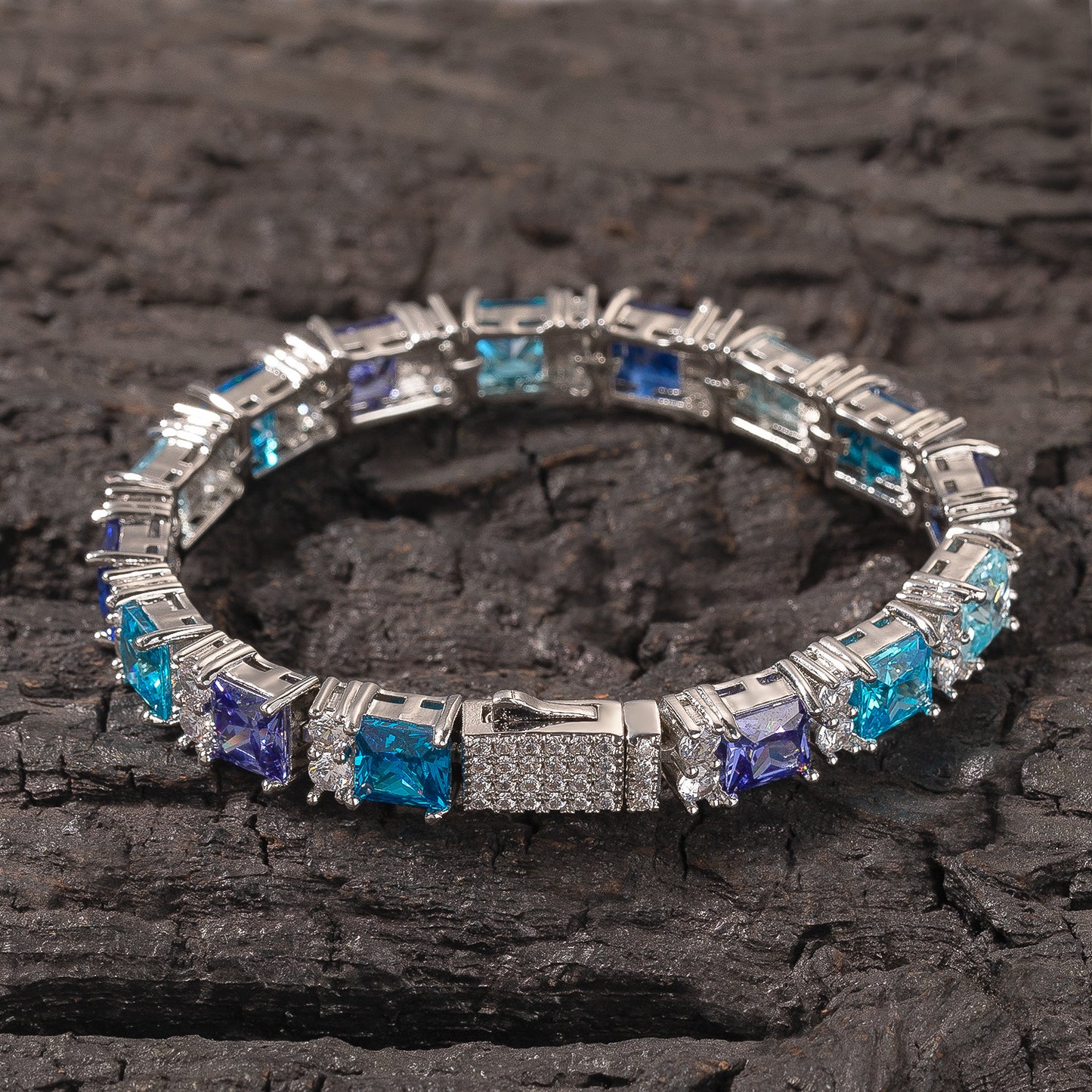 Blue Purple Gemstone Bracelet – Hip-Hop Style