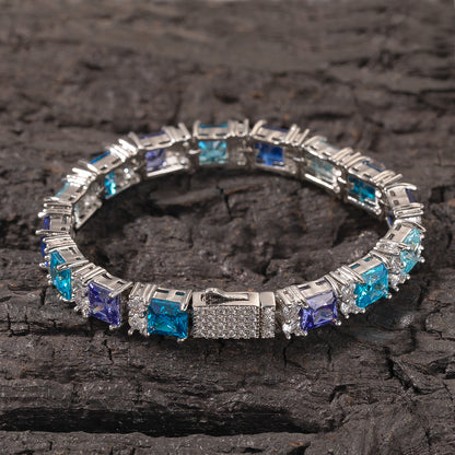 Blue Purple Gemstone Bracelet – Hip-Hop Style