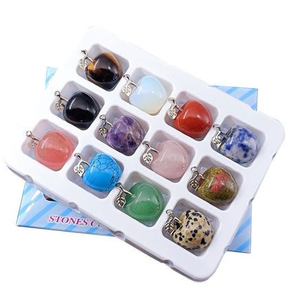 Hot Selling Natural Crystal Agate Jade12Colorful Apple Small Ornaments Peaceful Christmas Gifts