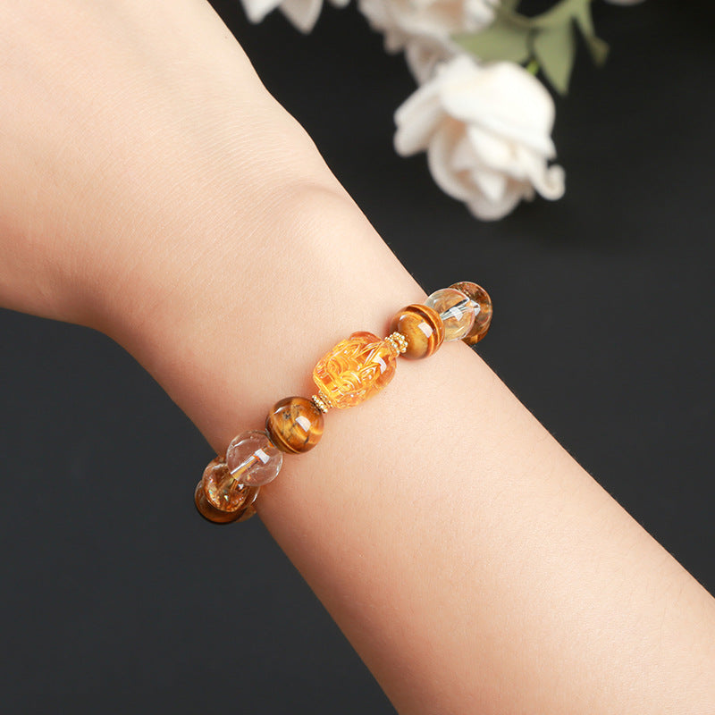 5A Yellow Tiger Eye Pixiu Bracelet – Wealth Style