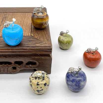Hot Selling Natural Crystal Agate Jade12Colorful Apple Small Ornaments Peaceful Christmas Gifts