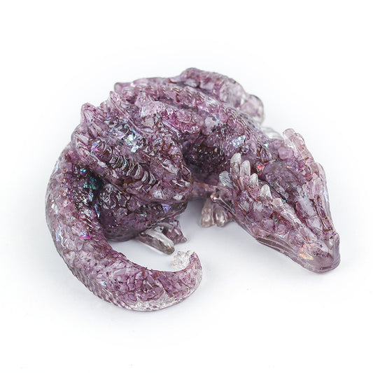 Donghai County Natural Crystal White Crystal Sleeping Dragon Lying Dragon Amethyst Glass-like Office Resin Crystal Ornament