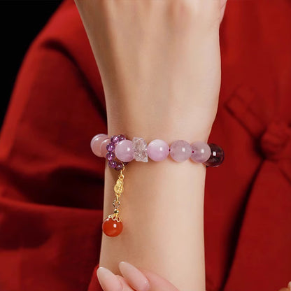 Handcrafted Amethyst & Crystal Bracelet – Good Fortune & Protection for Men & Women