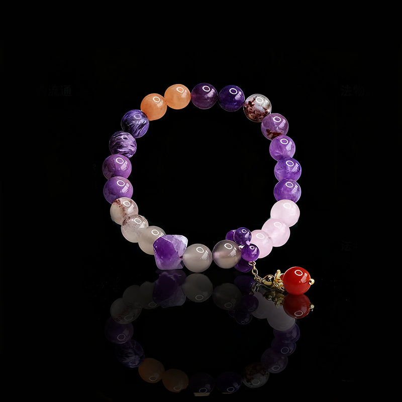 Handcrafted Amethyst & Crystal Bracelet – Good Fortune & Protection for Men & Women