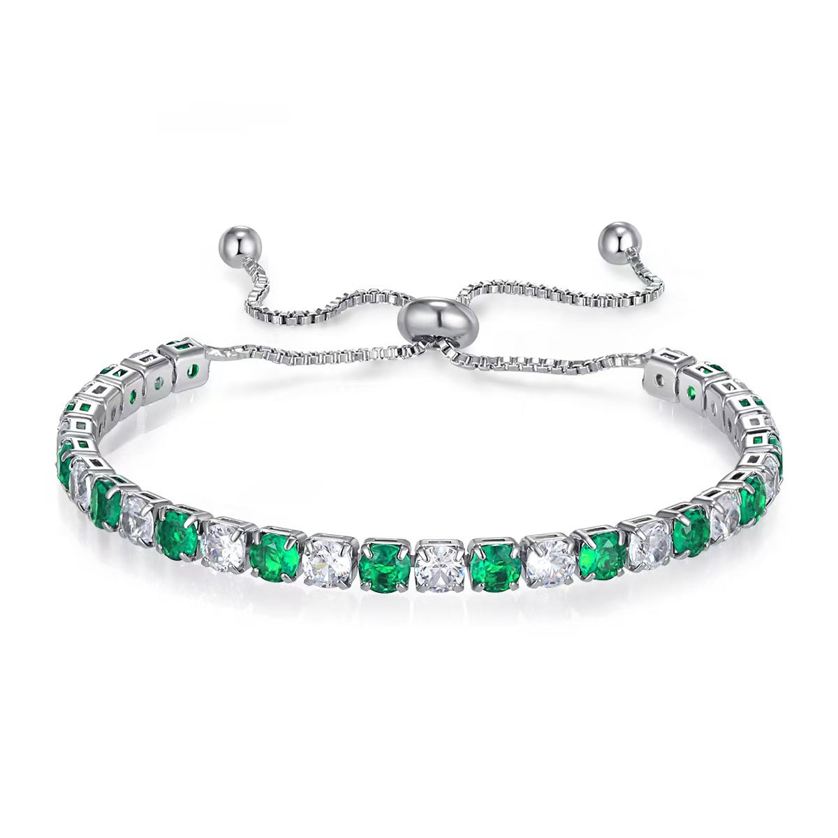 Colorful Zircon Tennis Bracelet Set – White Gold Finish
