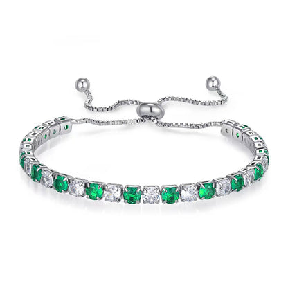 Colorful Zircon Tennis Bracelet Set – White Gold Finish