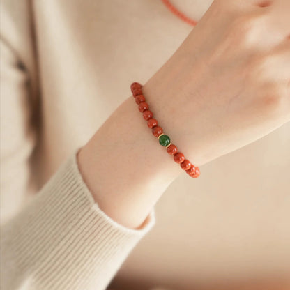 Natural South Red Agate & Jade Bracelet – Love, Fortune & Balance
