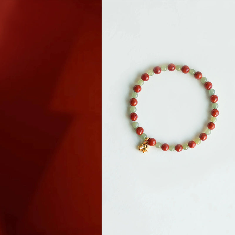 Natural Jade & South Red Agate Bracelet – Dual Dream of Balance