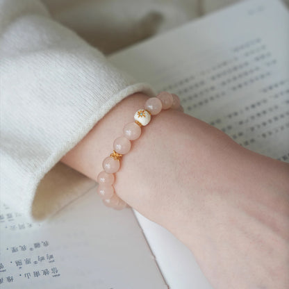 Original Chinese-Style Bracelet – Pink Chalcedony with Mammoth Ivory