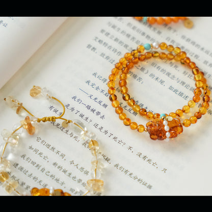 Original Chinese-Style Amber Bracelet · Sweet Heart & Serenity