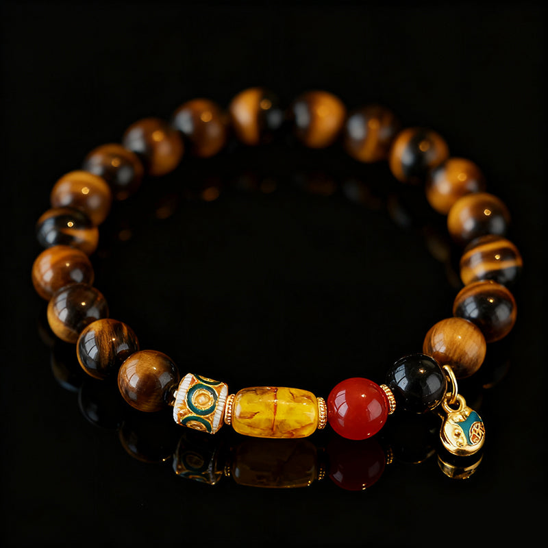 Original Chinese-Style Amber Tiger Eye Bracelet – Wealth & Protection