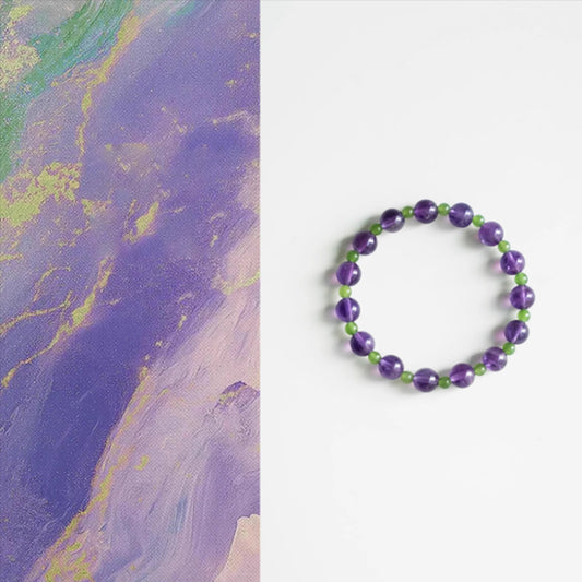 Natural Amethyst & Hetian Jade Bracelet – Balance, Wisdom & Prosperity
