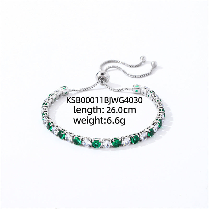 Colorful Zircon Tennis Bracelet Set – White Gold Finish