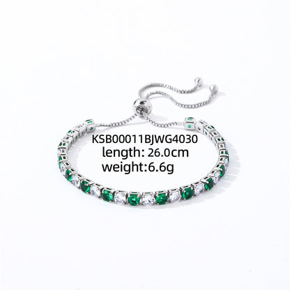 Colorful Zircon Tennis Bracelet Set – White Gold Finish