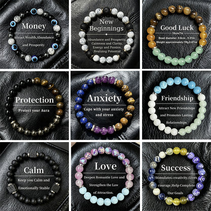 Natural Stone Beaded Bracelet – Tiger Eye & Amethyst