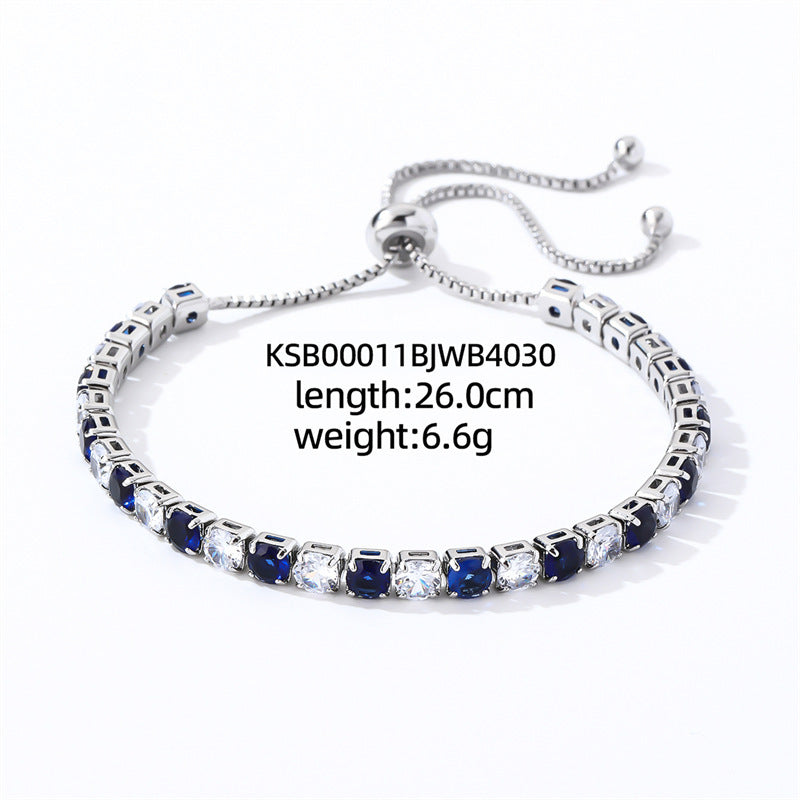 Colorful Zircon Tennis Bracelet Set – White Gold Finish