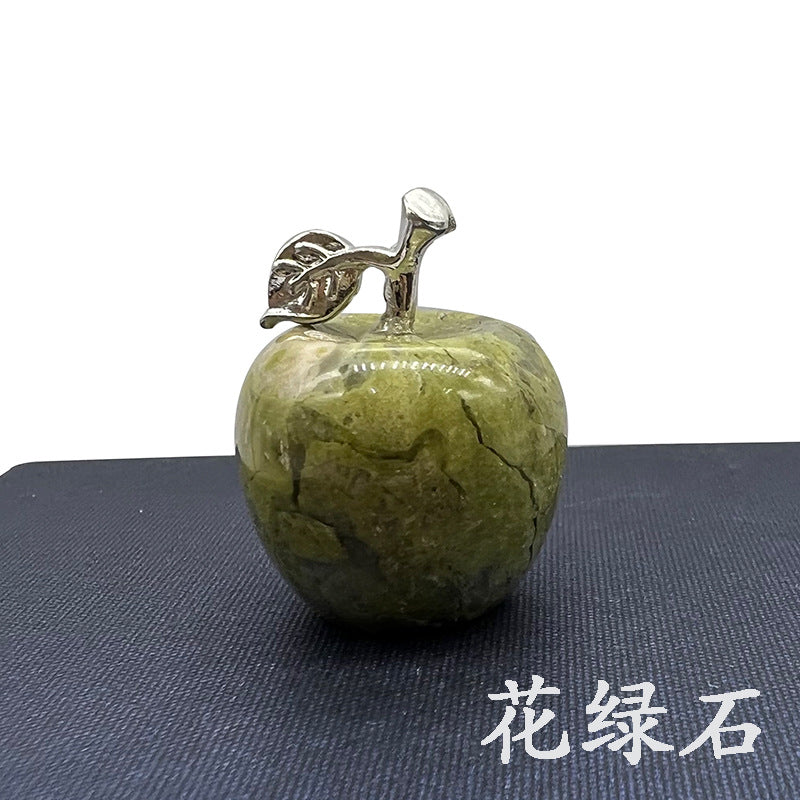 Hot Selling Natural Crystal Agate Jade12Colorful Apple Small Ornaments Peaceful Christmas Gifts