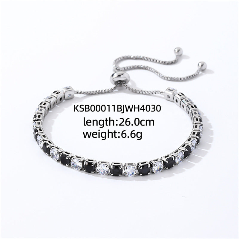 Colorful Zircon Tennis Bracelet Set – White Gold Finish