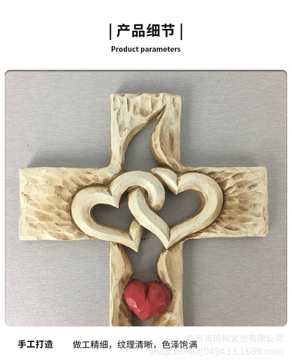 Hot Selling Creative Heart Cross Ornament for Home Study Room Living Room Dining Room Desktop Double Heart Decorative Ornament