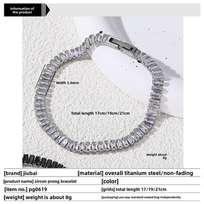 Titanium Steel Zircon Tennis Bracelet – Unisex