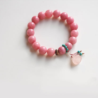 Elegant Tingxi Bracelet – Rhodochrosite & Rose Quartz for Energy & Luck
