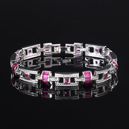 Square Ruby Cloisonné Bracelet – Luxury Style