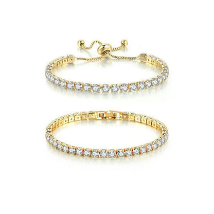 Colorful Zircon Tennis Bracelet Set – White Gold Finish