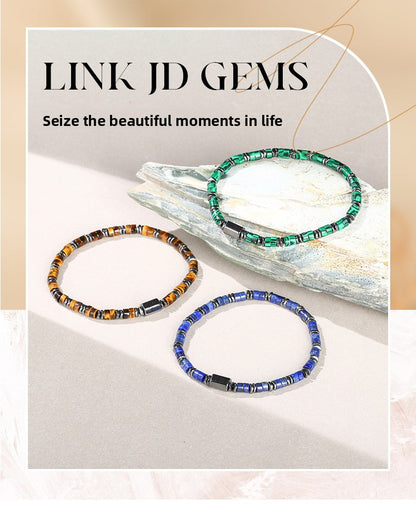 Black Stone & Yellow Tiger Eye Bracelet – Unisex