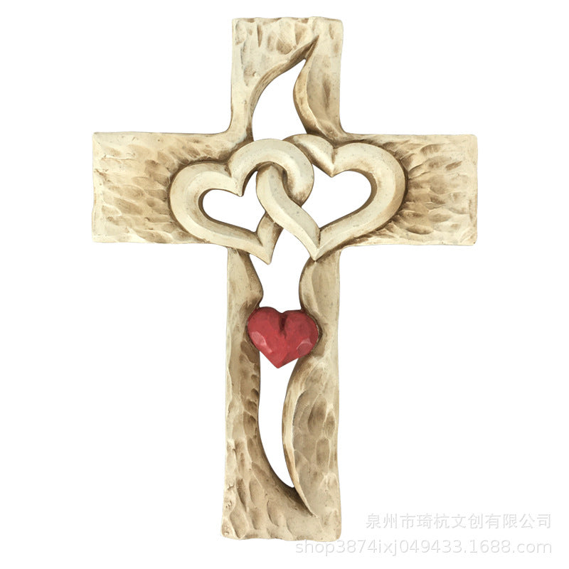 Hot Selling Creative Heart Cross Ornament for Home Study Room Living Room Dining Room Desktop Double Heart Decorative Ornament