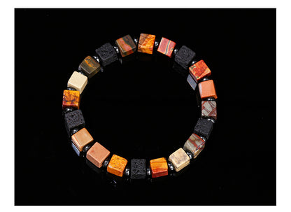 Red Turquoise & Volcanic Stone Square Bracelet