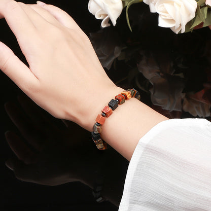 Red Turquoise & Volcanic Stone Square Bracelet