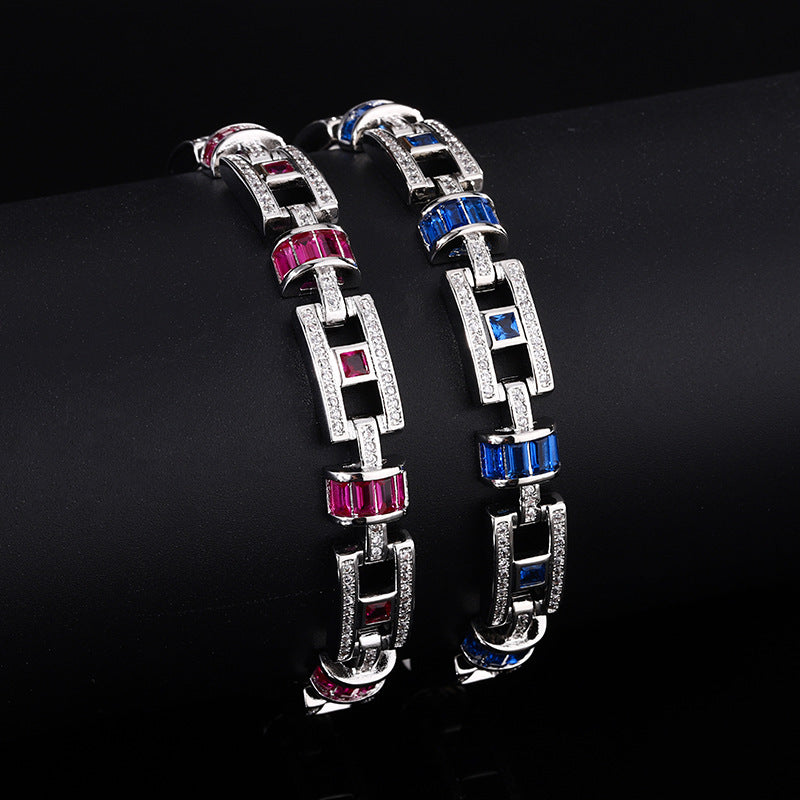 Square Ruby Cloisonné Bracelet – Luxury Style