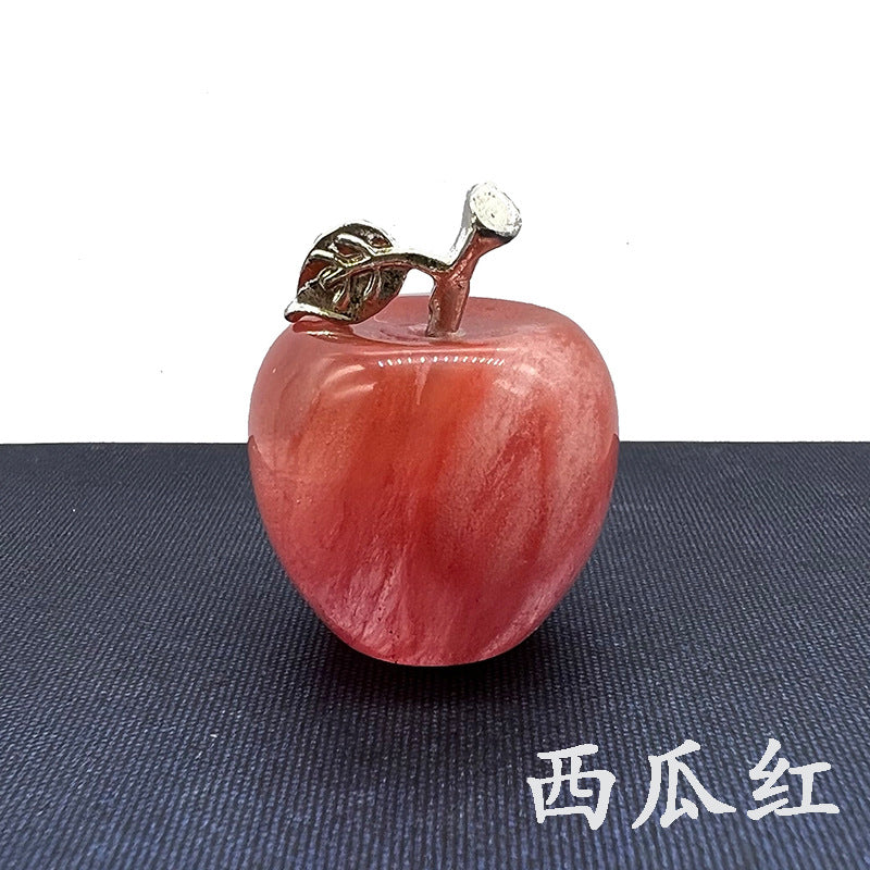 Hot Selling Natural Crystal Agate Jade12Colorful Apple Small Ornaments Peaceful Christmas Gifts