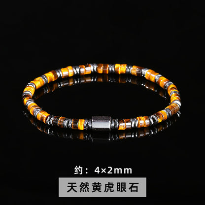 Black Stone & Yellow Tiger Eye Bracelet – Unisex