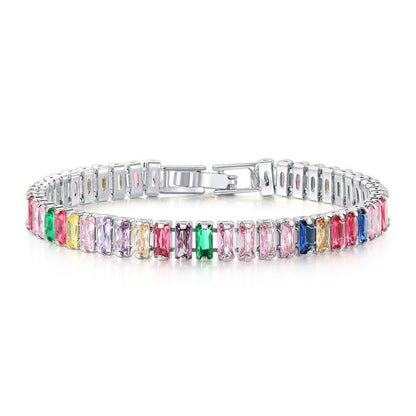 Single Row Colorful Zircon Tennis Bracelet