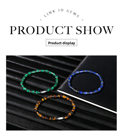 Black Stone & Yellow Tiger Eye Bracelet – Unisex