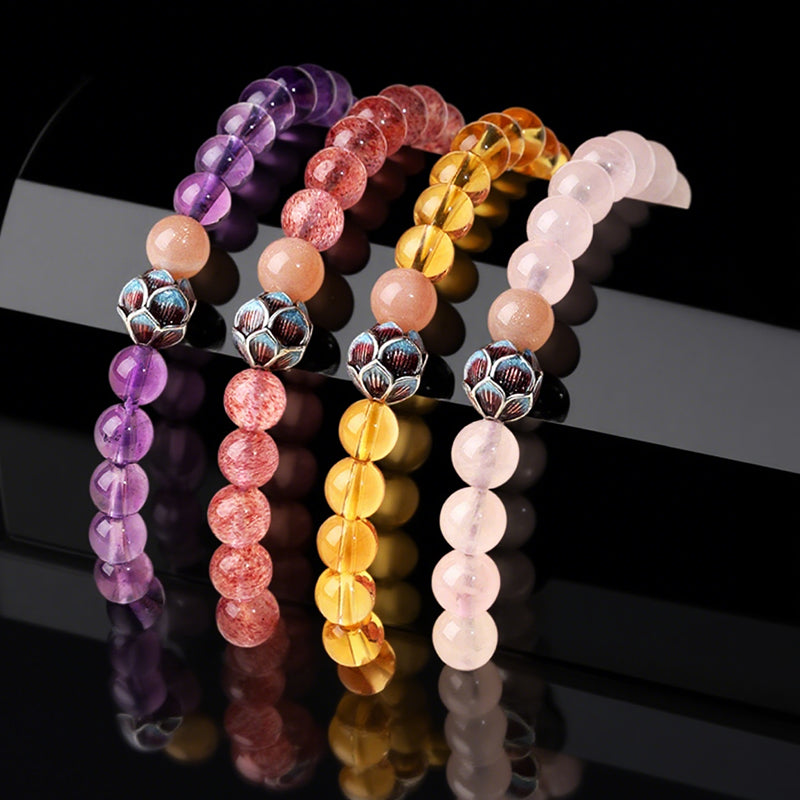 Handcrafted Crystal Lotus Bracelet – Attract Positive Energy & Emotional Balance