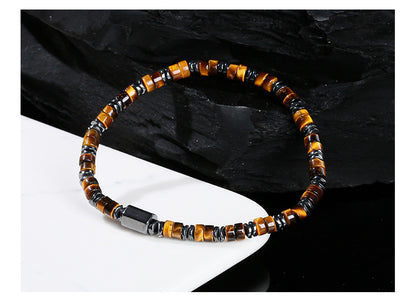 Black Stone & Yellow Tiger Eye Bracelet – Unisex